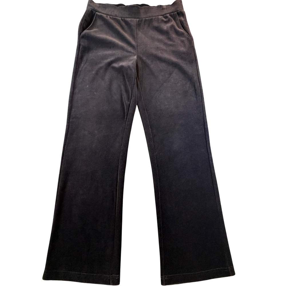 Lauren Ralph Lauren Petite Black Velour Wide Leg Lounge Pants Small P/S